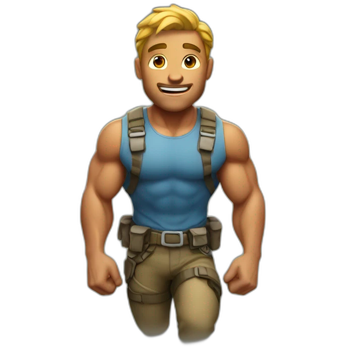 muscular man going up a mountain emoji