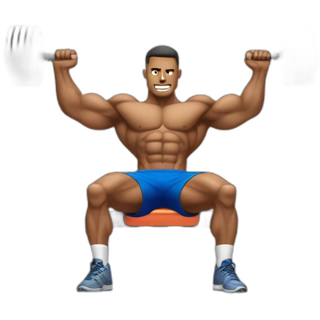 muscular guy does bench press at the gym emoji
