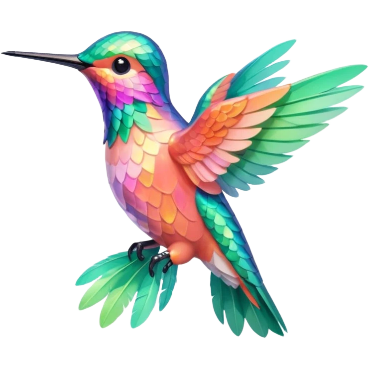 peach pink and mint humming bird, warm colours  emoji