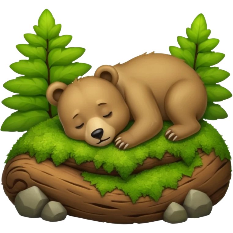 bear cub hugging moss pillow asleep emoji
