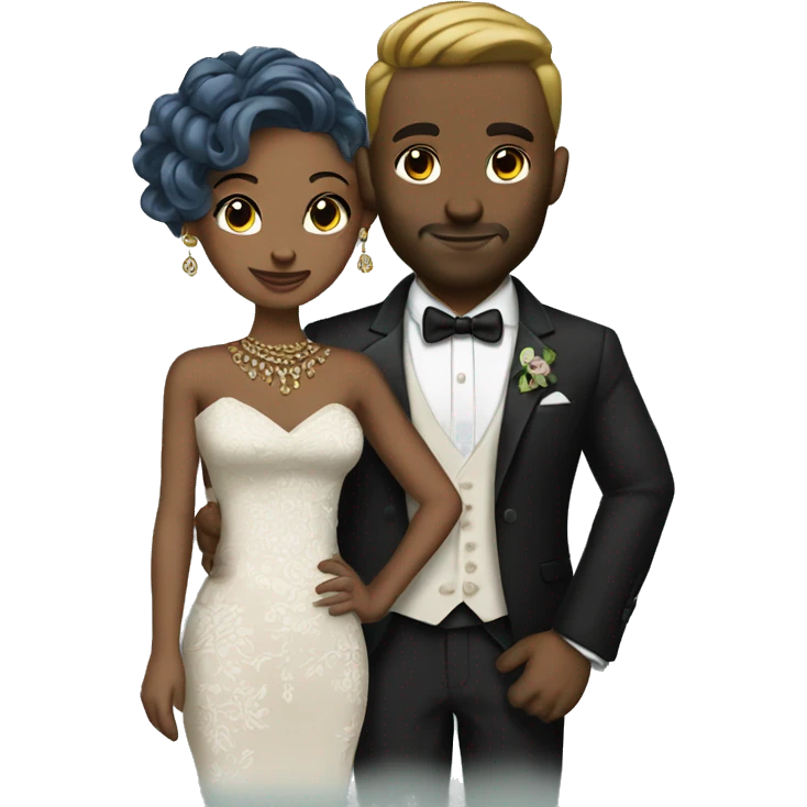 formal couple with accessories with tattoos emoji