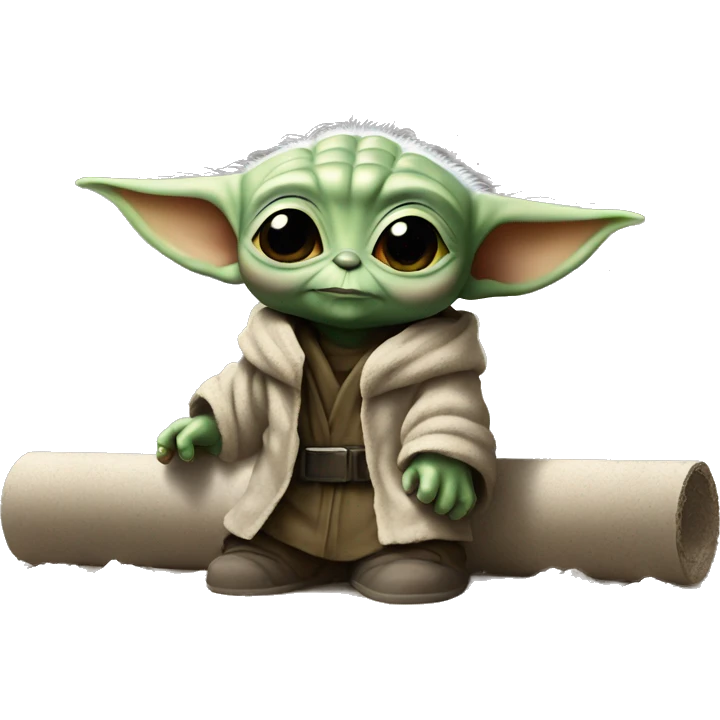 Baby Yoda works with a screed on construction emoji