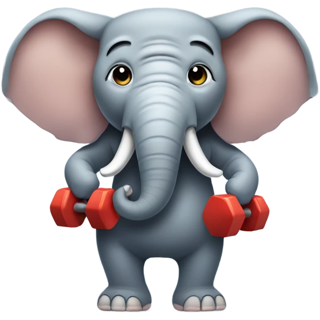 Elephant with face mask lifting weights emoji