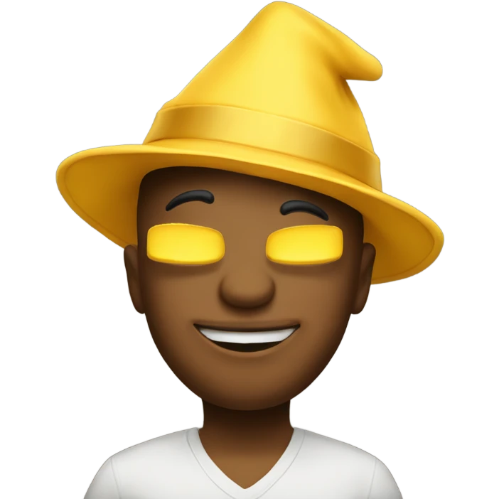 yellow Emoji wearing hat with text happy New Year emoji