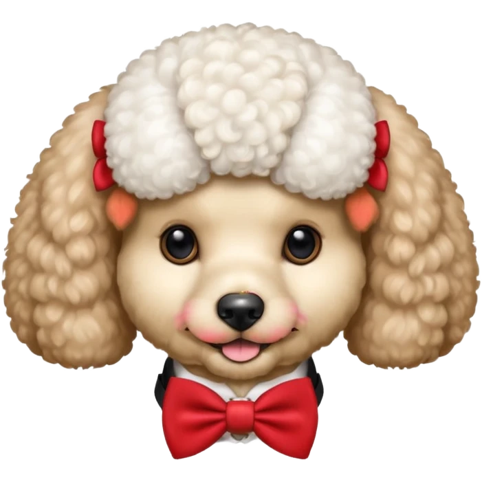 Poodle with red bow tie, half body emoji