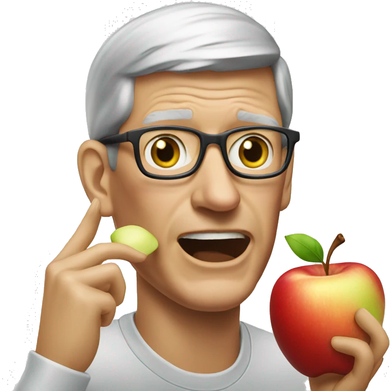 Tim cook eating a bitten apple emoji