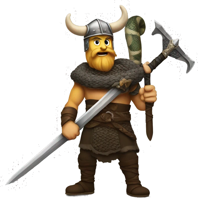 Viking with sword as snake emoji