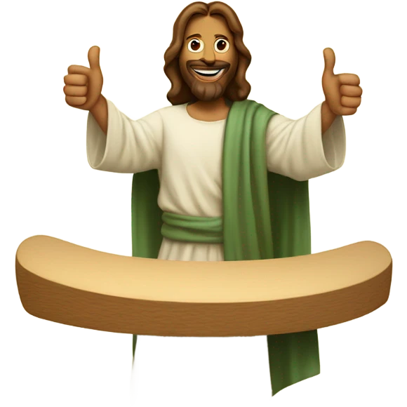 Jesus on a shakeboard thumbs up emoji