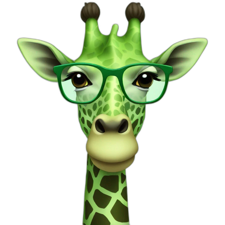 Green giraffe with glasses emoji