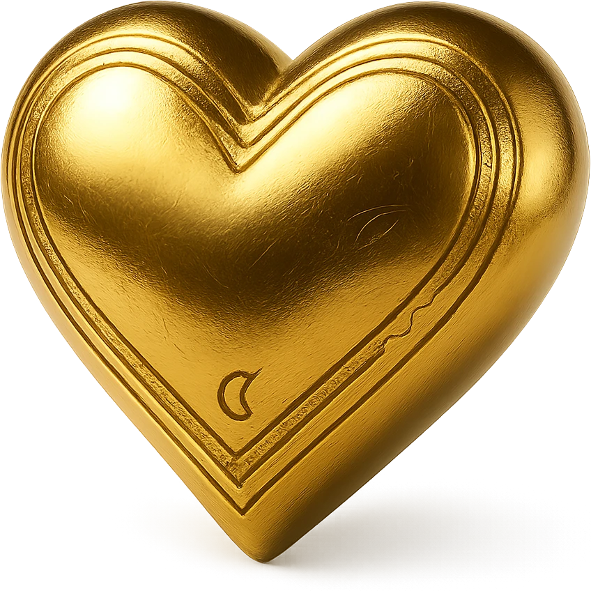 shiny and bold gold heart 3D emoji style emoji