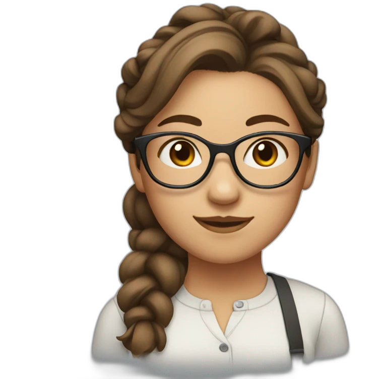 Girl with brown hair wearing glasses with her hair in a bun hairstyle emoji