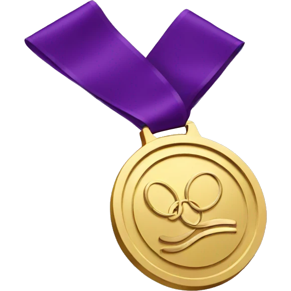 gold olympics medal with purple ribbon emoji