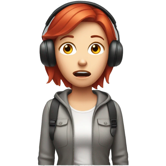 shocked white girl with red red hair and headset emoji