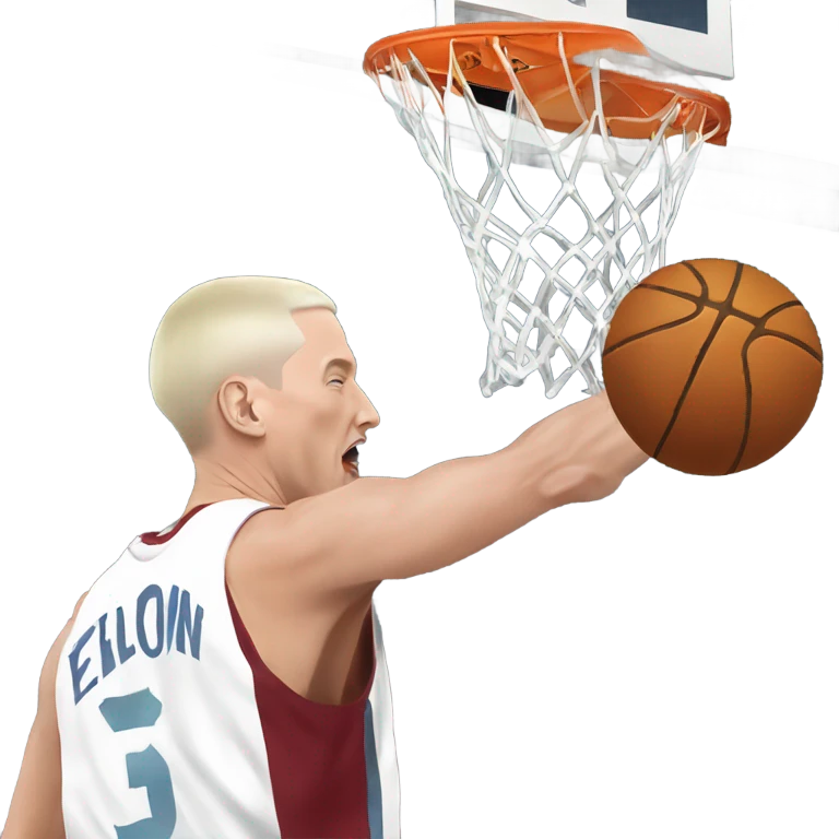 Eminem dunking a basketball with elon musk emoji
