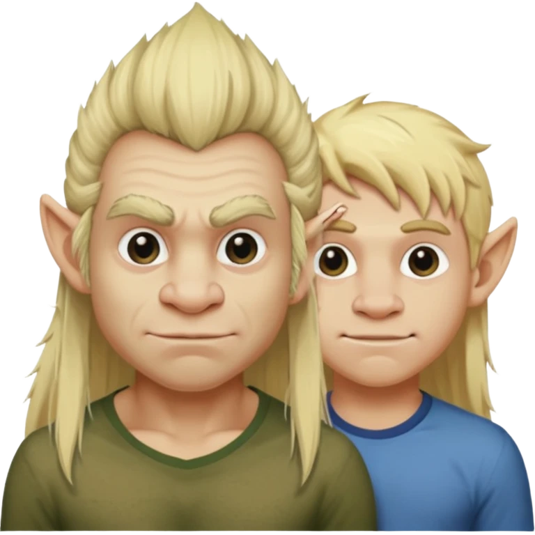 ugly troll with blonde long hair next to short twink  with blonde hair emoji