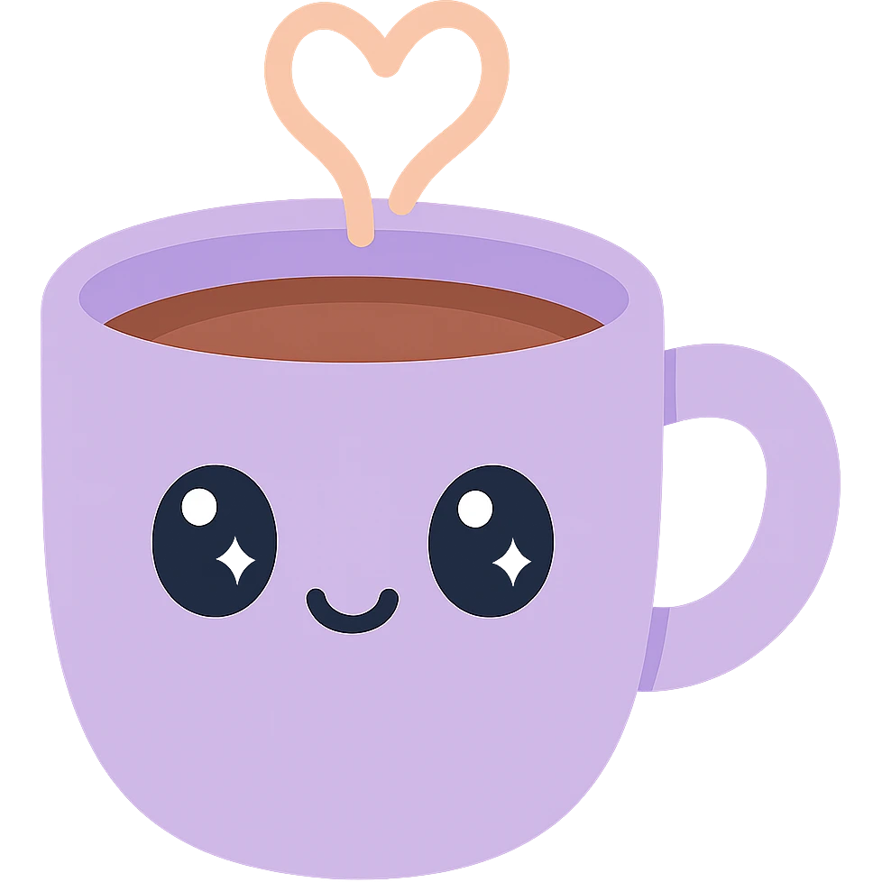lavender mocha, cute and inviting emoji