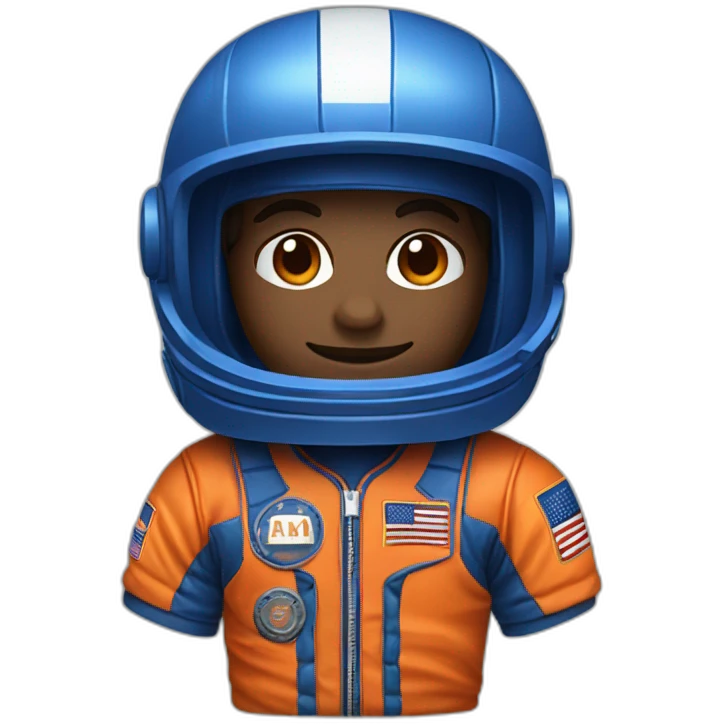 A blue and orange astronaut baseball player emoji