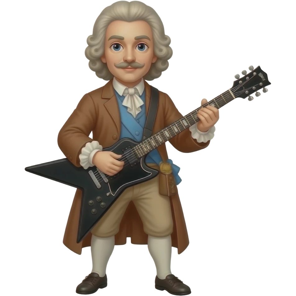 Antonio Vivaldi with black metal electric guitar full body emoji