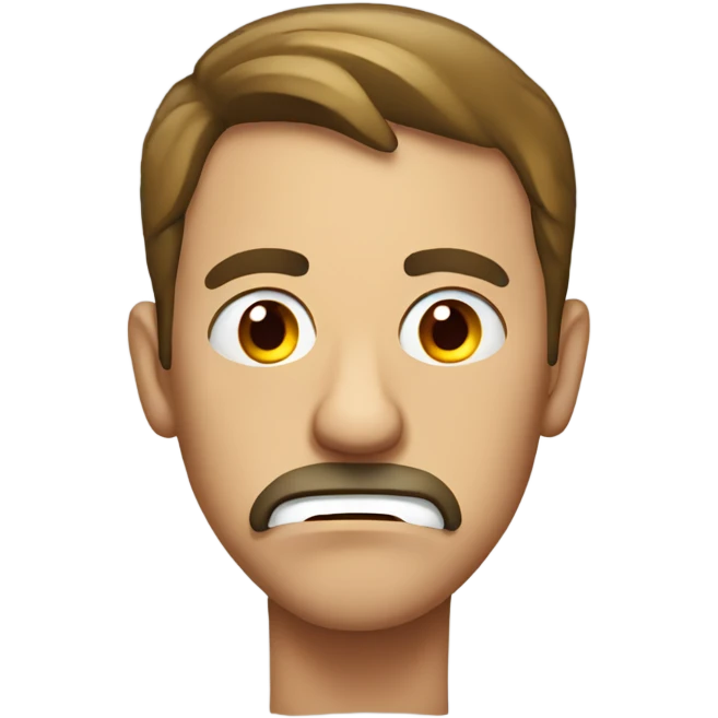 Disgusted man with red on mouth emoji