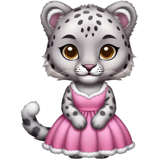 Snow leopard in a pink dress  emoji