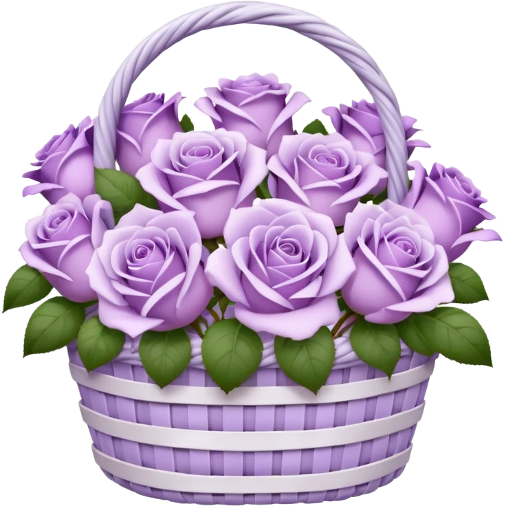 light purple roses and variant lilac flower in white basket emoji