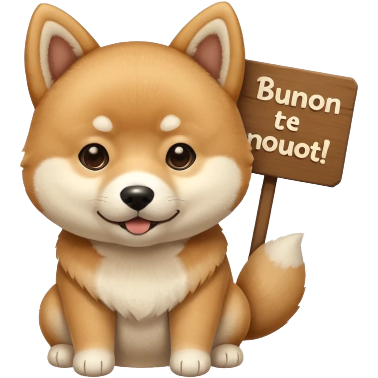 Crea un cagnolino un aski che mostra un cartello con scritto Buonanotte 😘 emoji
