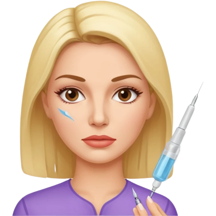 Woman taking a botox only one injection in the face emoji