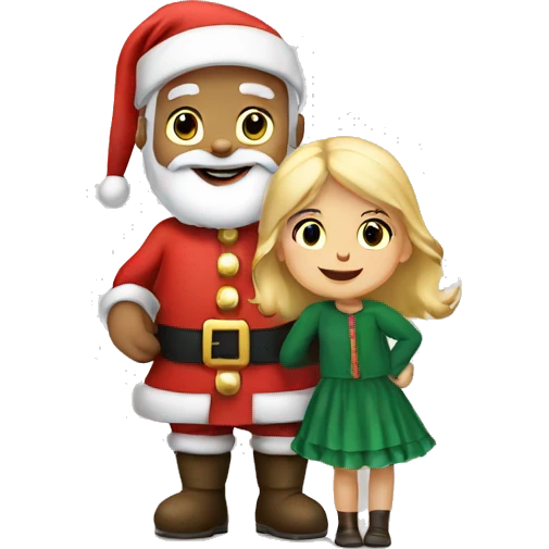 santa claus with little girl that has blonde hair emoji