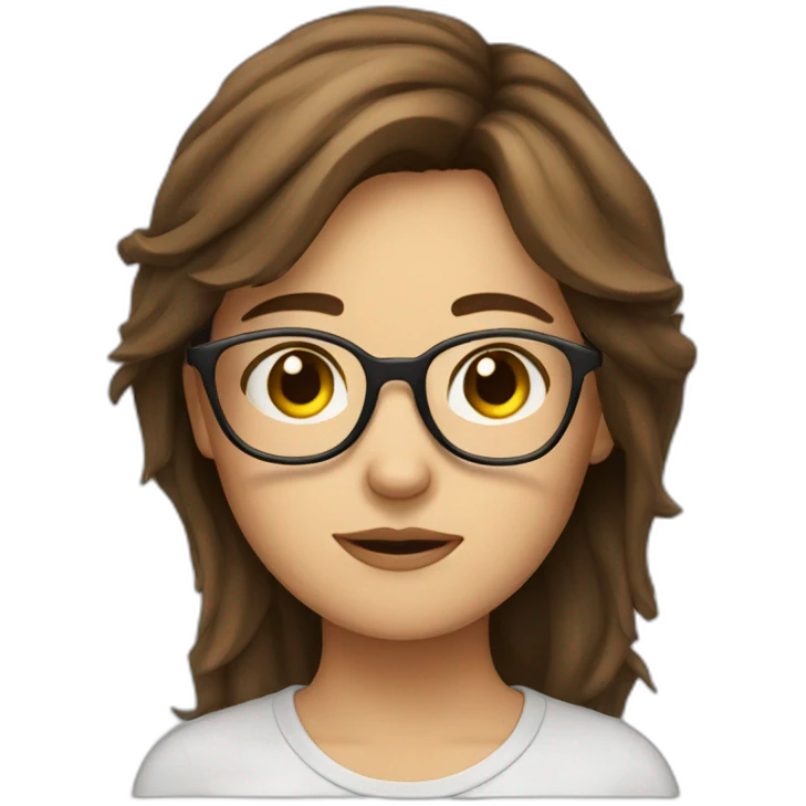 tired girl with brown hair and glasses emoji