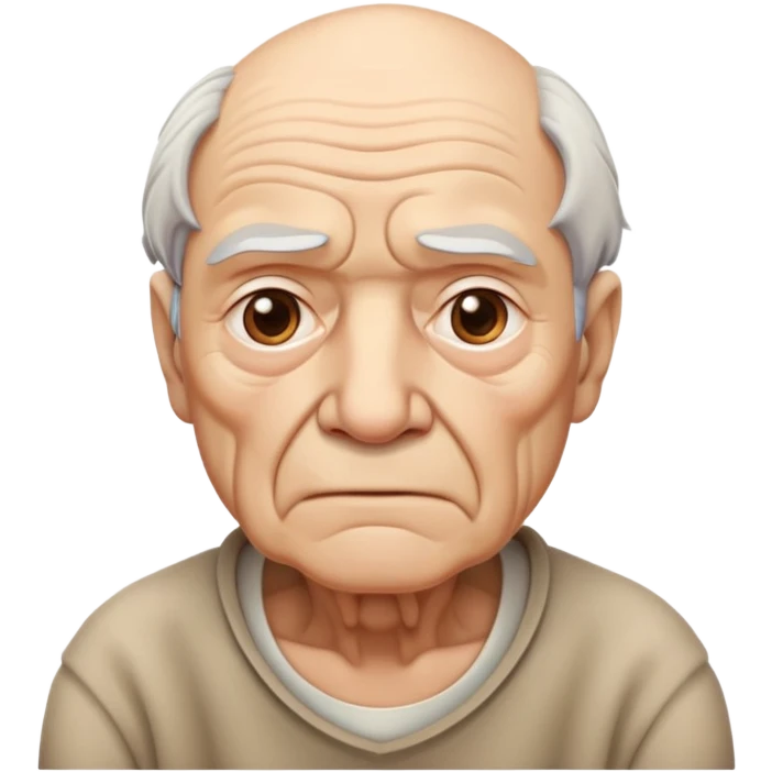 sad elderly man with wrinkles and drooping shoulders looking melancholic emoji