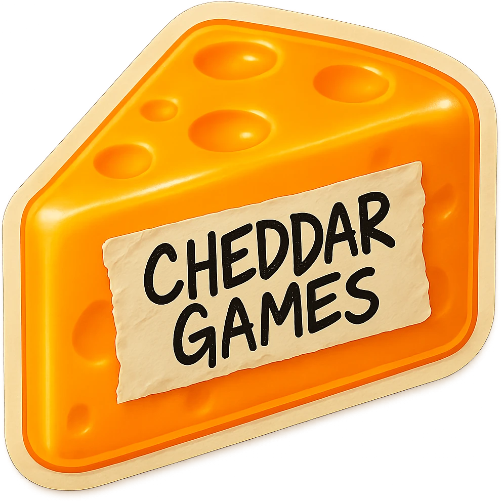 Keep the cheese wedge in the original retro 90's toy style, semi-transparent plastic. Add a piece of torn white tape to the side, crooked and wrinkled. Write 'Cheddar Games' on the tape in very messy, quick Sharpie handwriting. Make the cheese glow a little more and add a soft shadow under the cheese. Preserve the original retro 90's toy style look as much as possible. emoji