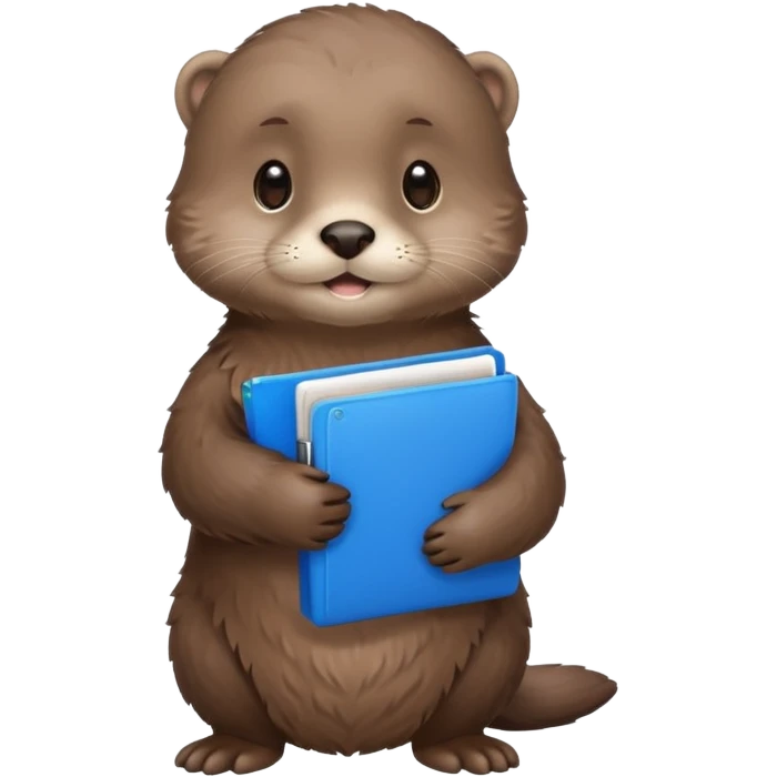 Cute otter full body holding one blue file emoji