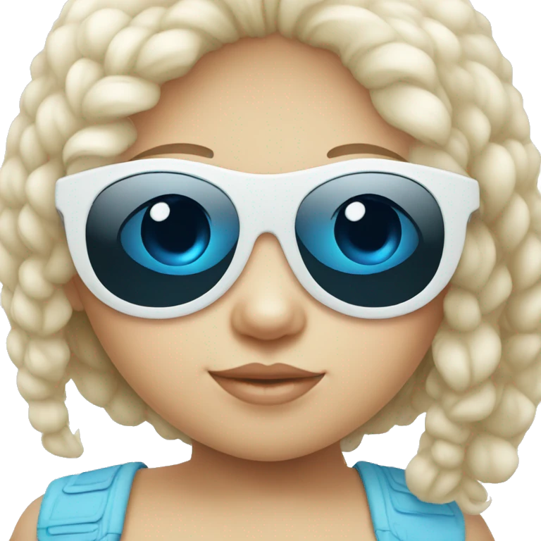 white little baby girl with blue sunglasses emoji