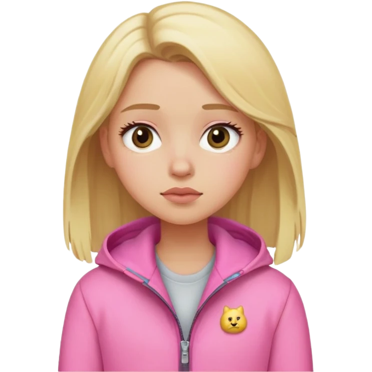 blonde girl with sleepy eyes wearing pink jacket emoji