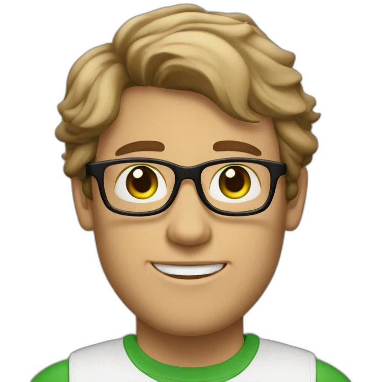 graphic designer man with glasses and green eyes brown and semi-wavy hair the man is white emoji