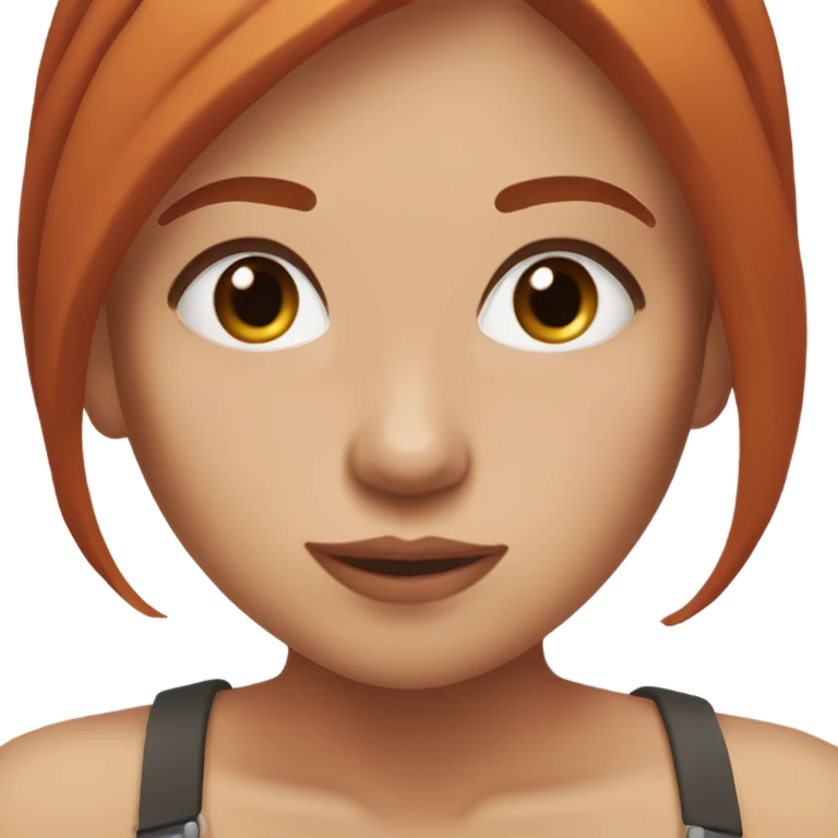 woman with straight red hair and some bange and small brown eyes with long lashes and rosie cheeks  emoji