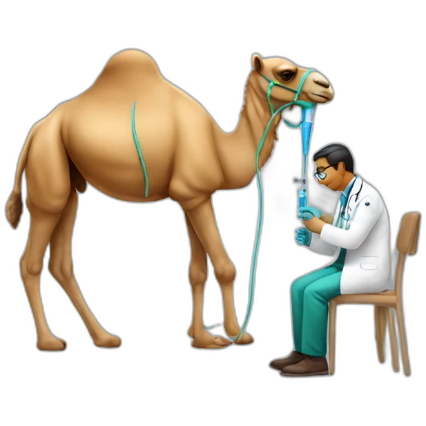 Camel being injected by a doctor emoji