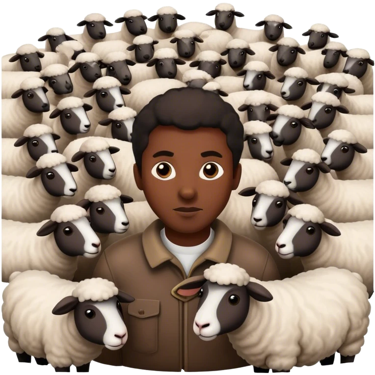 Black man Shepherds with a flock of sheep emoji