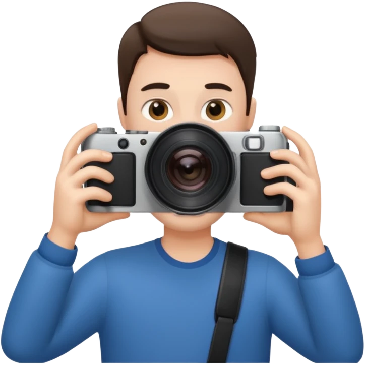 Camera man taking a photo backwards emoji