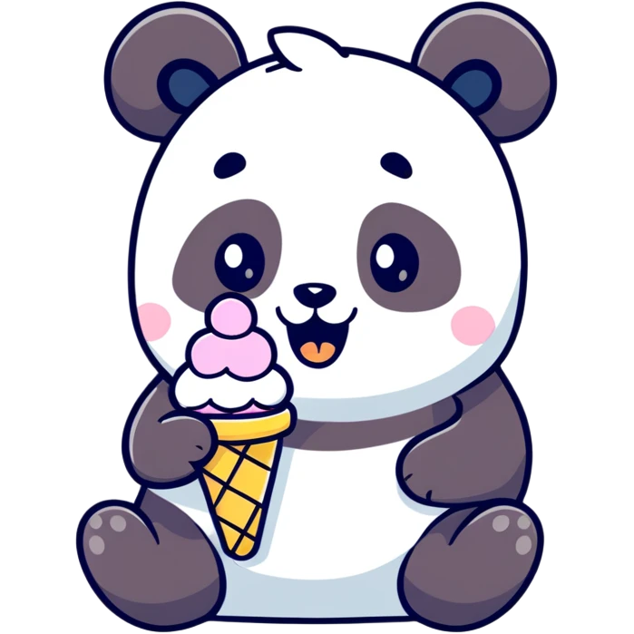 Panda eating ice cream emoji