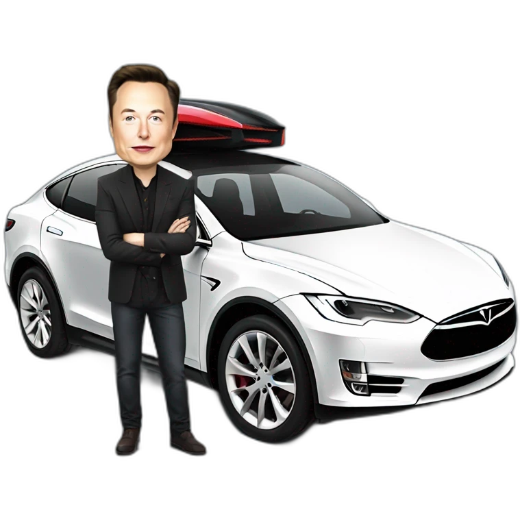 Elon musk et sa voiture tesla emoji