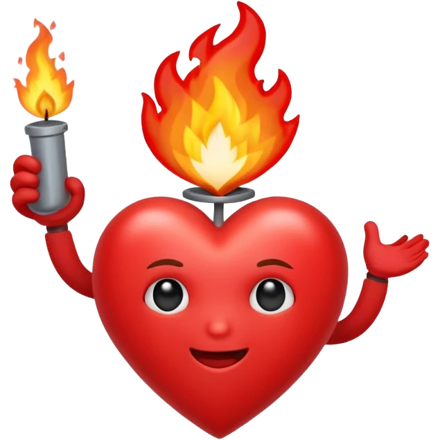 Un corazón humano que en el centro tenga un fuego y una cruz emoji