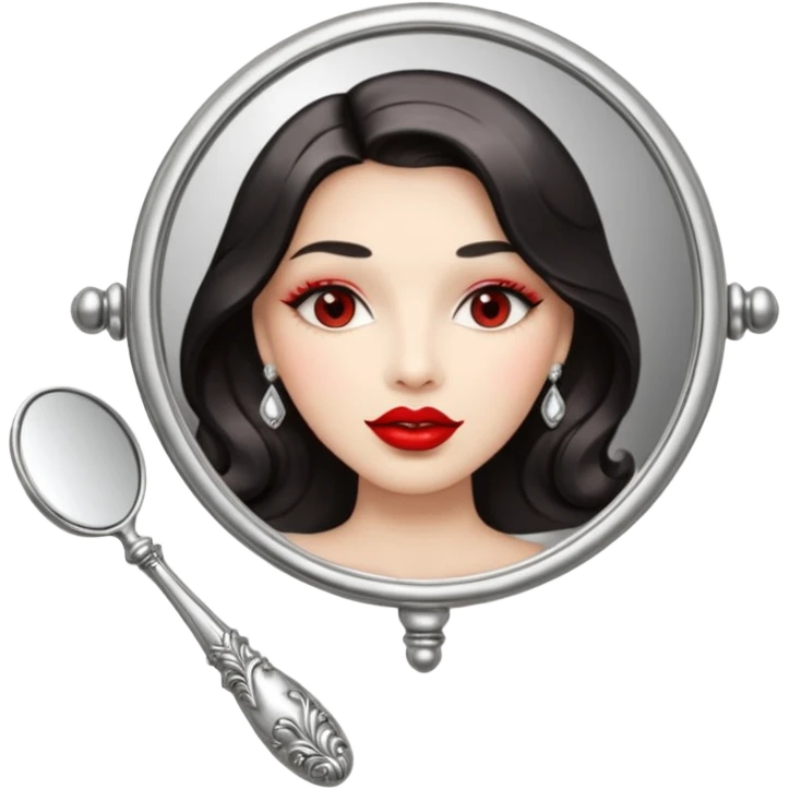 hand mirror, polished silver chrome, erotic vanity aesthetic emoji