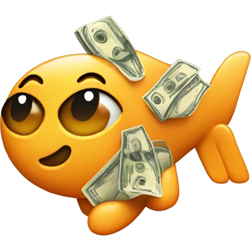cash flying emoji that looks like a business logo for a company called cheddar emoji