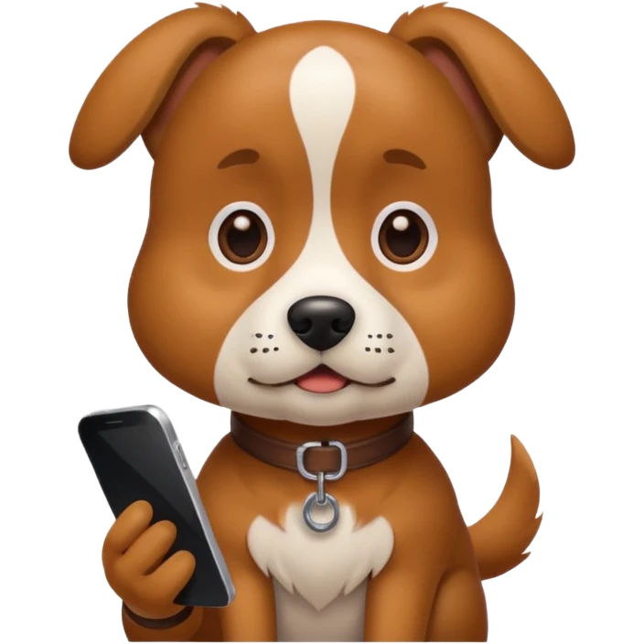 Pies z telefonem emoji