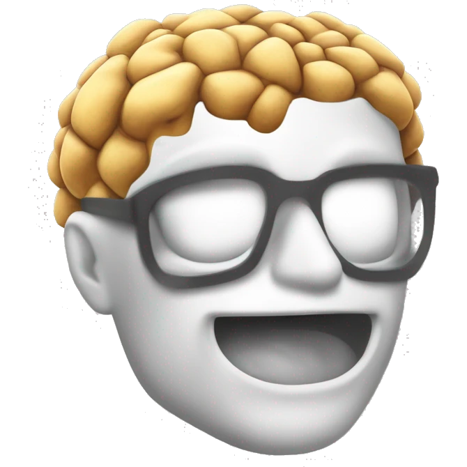 un cerebro con 3 explosiones que salen de la parte superior, simulando que se está derritiendo. la cara color blanca emoji