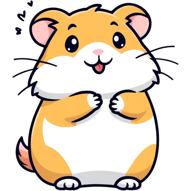 hamster sending a kiss, cartoonish sticker style emoji