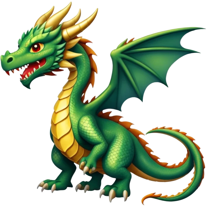 A fierce mythical dragon with scales and wings emoji