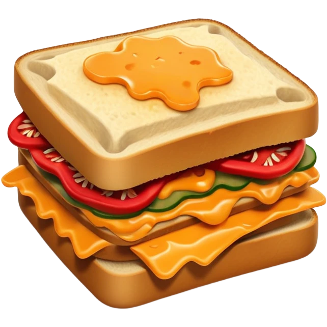 spicy sucuk sandwich object icon, toasted bread, sliced spicy sucuk inside, melted cheese, red chili peppers, steam coming out, 3D cartoon, mobile game icon style, centered, clean background, soft shadow, no text, no watermark
 emoji