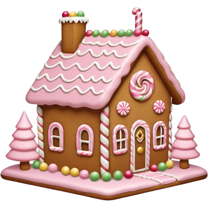 light pink and gold and white gingerbread house emoji